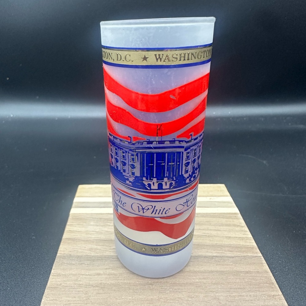 Washington D.C. White House Souvenir Shot Glass with Red and Blue Design
